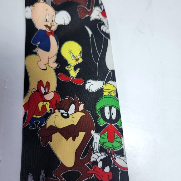 Looney Tunes Vintage Necktie 1997 Warner Bros. Bugs Bunny Tweety Taz Porky Pig - Picture 7 of 7